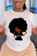 White Street Cute Print Patchwork O Neck T-Shirts
