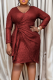 Red Fashion Solid Sequins V Neck Waist Skirt Dresses