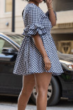 Black Casual Print Patchwork Backless O Neck A Line Dresses