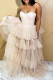 Apricot Fashion Sexy Solid Patchwork Backless Strapless Evening Dress Dresses