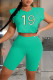 Green Fashion Casual Solid Embroidered O Neck Sleeveless Two Pieces