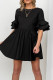 Black Casual Print Patchwork Backless O Neck A Line Dresses