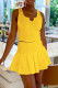 Yellow Sexy Casual Solid Vests U Neck Sleeveless Two Pieces
