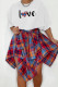 Red Blue Casual Sweet Plaid Print Patchwork O Neck Short Sleeve Two Pieces