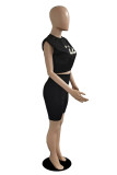 Pink Fashion Casual Solid Embroidered O Neck Sleeveless Two Pieces