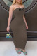 Coffee Fashion Sexy Print Letter Strapless One Step Skirt Dresses