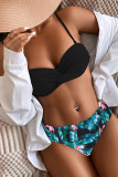 Black Sexy Print Split Joint Swimwears