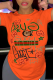 Orange Fashion Street Print Patchwork Letter O Neck T-Shirts