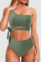 Green Sexy Solid Split Joint Swimwears