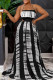 Black Sexy Print Patchwork Backless Halter Straight Dresses