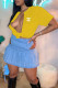 Yellow Fashion Casual Print Letter Cardigan Collar Tops
