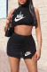 Black Fashion Casual Print Letter O Neck Sleeveless Two Pieces