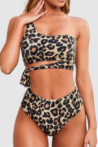 Leopard Print Sexy Solid Split Joint Swimwears