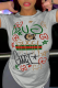 Grey Fashion Street Print Patchwork Letter O Neck T-Shirts