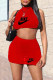 Red Fashion Casual Print Letter O Neck Sleeveless Two Pieces