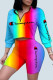 Blue Red Fashion Casual Tie Dye Letter O Neck Long Sleeve Two Pieces