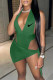 Green Fashion Sexy Print Patchwork V Neck Sleeveless Two Pieces