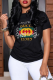 Black Street Fashion Print Patchwork Letter O Neck T-Shirts