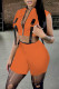 Orange Fashion Casual Solid Patchwork Zipper Collar Sleeveless Two Pieces