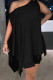 Black Fashion Casual Solid Asymmetrical Oblique Collar Sleeveless Two Pieces