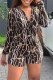 Black Fashion Casual Print Bandage Turndown Collar Long Sleeve Two Pieces