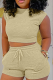 Apricot Fashion Solid Patchwork Half A Turtleneck Sleeveless Two Pieces