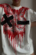 Red Street Print Patchwork O Neck T-Shirts