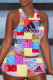 Yellow Fashion Casual Print Patchwork O Neck Sleeveless Two Pieces