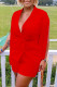 Red Fashion Casual Solid Tassel Patchwork Turndown Collar Two Pieces