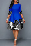 Black Fashion Casual Print Basic O Neck Dresses