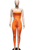 White Sexy Solid Patchwork Asymmetrical Spaghetti Strap Sleeveless Two Pieces