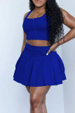 Pink Sexy Solid Patchwork U Neck Sleeveless Two Pieces