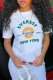 White Fashion Casual Print Basic O Neck T-Shirts