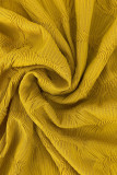 Yellow Sexy Solid Bandage Hollowed Out Patchwork Slit Spaghetti Strap Sling Dress Dresses