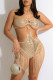 Apricot Fashion Sexy Patchwork Tassel Sequins Backless Strapless Skinny Romper