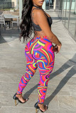 Red Fashion Casual Print Basic Skinny High Waist Pencil Trousers