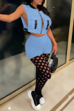 Pink Fashion Casual Solid Patchwork Zipper Collar Sleeveless Two Pieces