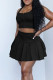 Black Sexy Solid Patchwork U Neck Sleeveless Two Pieces