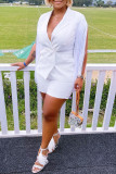 Red Fashion Casual Solid Tassel Patchwork Turndown Collar Two Pieces