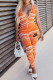 Orange Fashion Sexy Striped Letter V Neck Jumpsuits