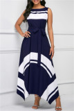 Red Fashion Casual Print Asymmetrical O Neck Sleeveless Dress