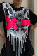 White Street Print Patchwork O Neck T-Shirts