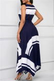 Red Fashion Casual Print Asymmetrical O Neck Sleeveless Dress