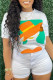 White Fashion Casual Print Basic O Neck T-Shirts