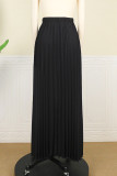 Pink Fashion Casual Solid Fold Regular High Waist Skirt