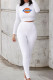 White Fashion Casual Print Letter O Neck Long Sleeve Two Pieces