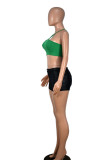 Green Sexy Solid Split Joint Spaghetti Strap Sleeveless Two Pieces