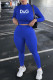 Blue Fashion Casual Print Letter O Neck Long Sleeve Two Pieces