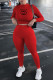 Red Fashion Casual Print Letter O Neck Long Sleeve Two Pieces