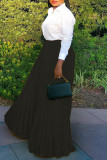 Pink Fashion Casual Solid Fold Regular High Waist Skirt